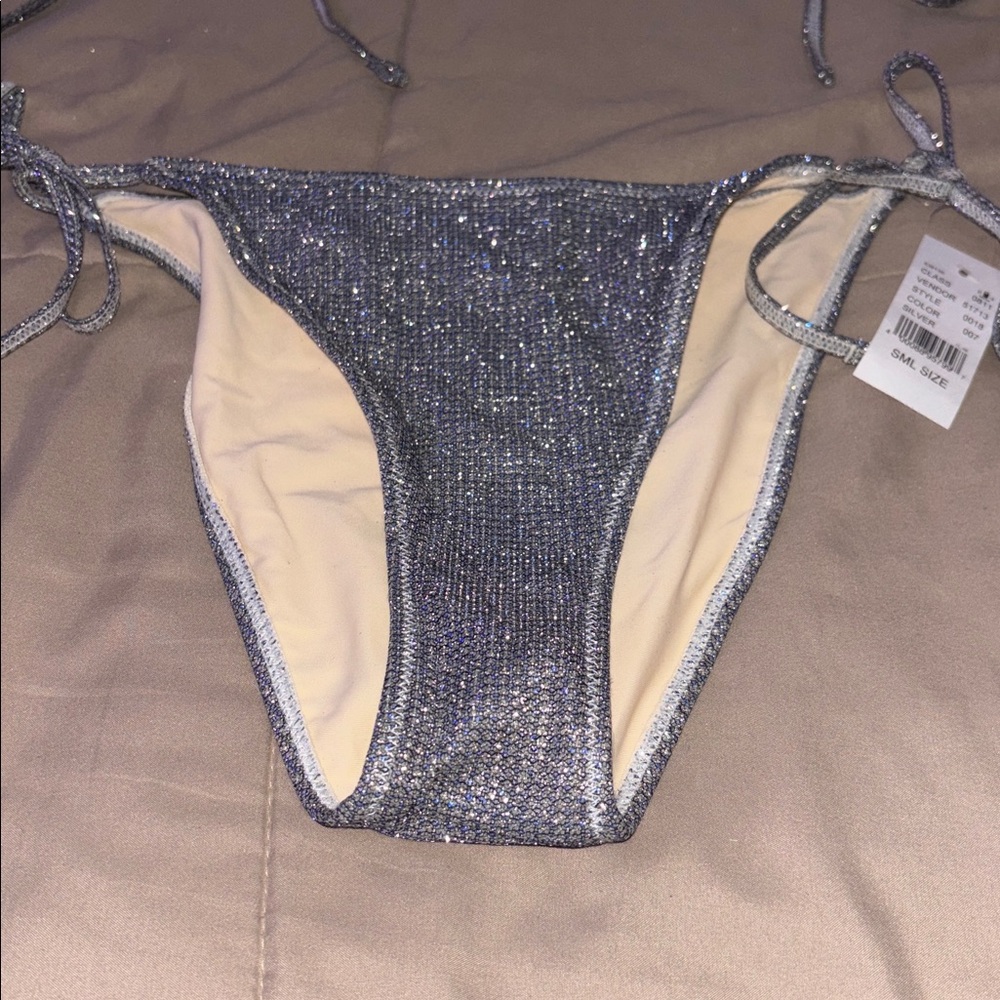 LA Hearts by PacSun Sparkly Silver Bikini Bottom ONLY